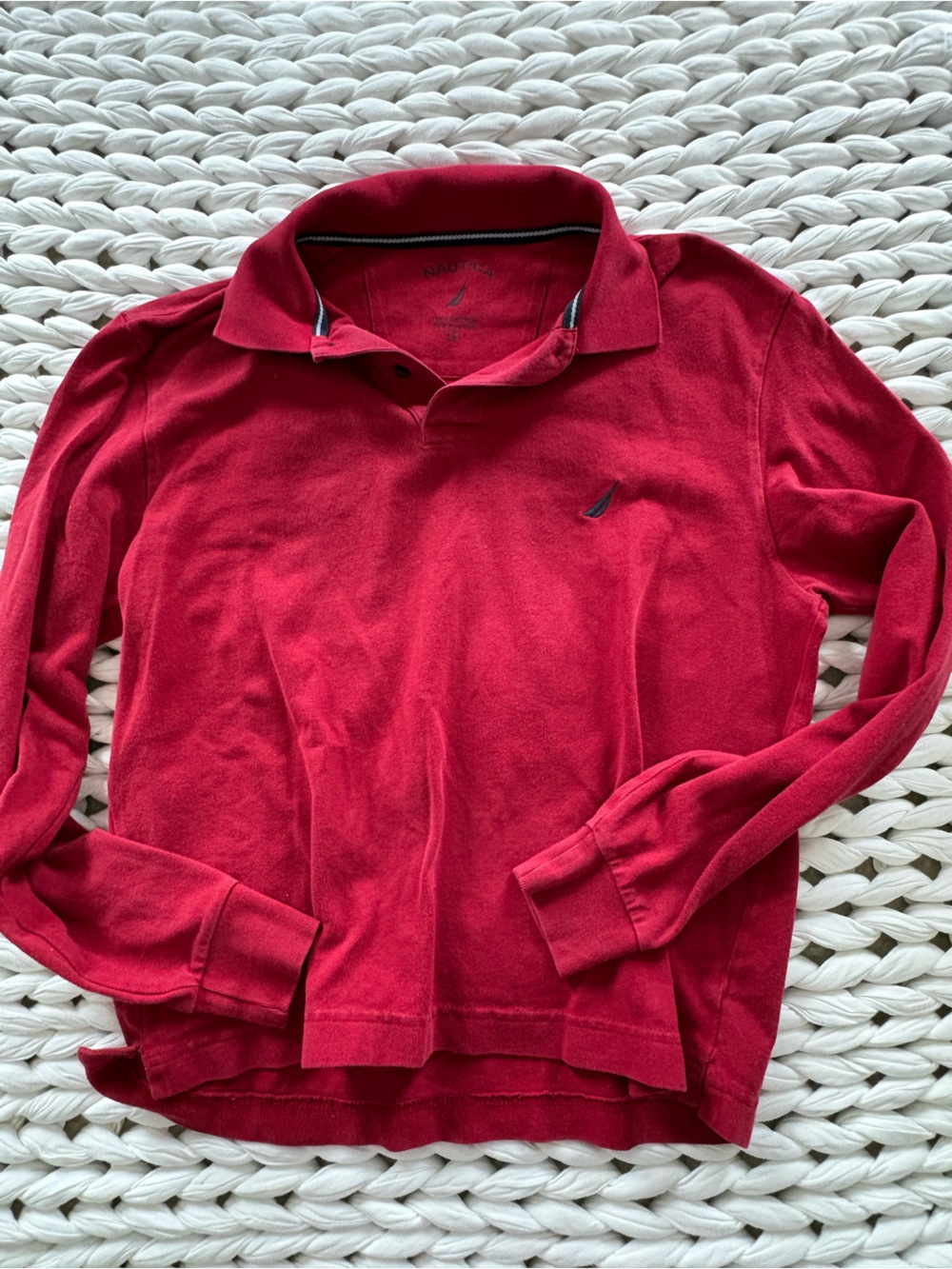 Nautica Women's Red Long-Sleeve Polo Pullover